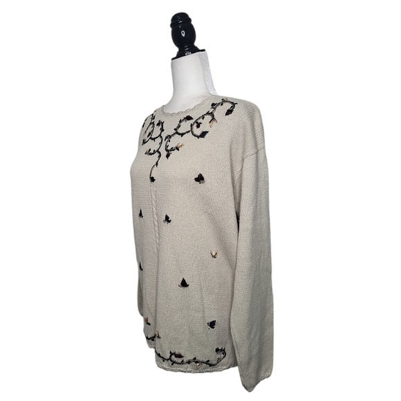 Vintage Tradition Women's Sweater Size L Pullover Embroidered Knit Beige - Picture 5 of 7